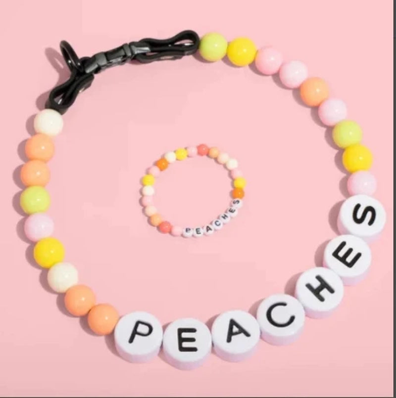 Wholesaler-Exclusive Link Pet Beaded Name Collar with Friendship Bracelet