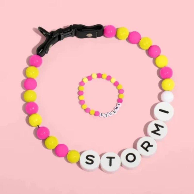 Wholesaler-Exclusive Link Pet Beaded Name Collar with Friendship Bracelet