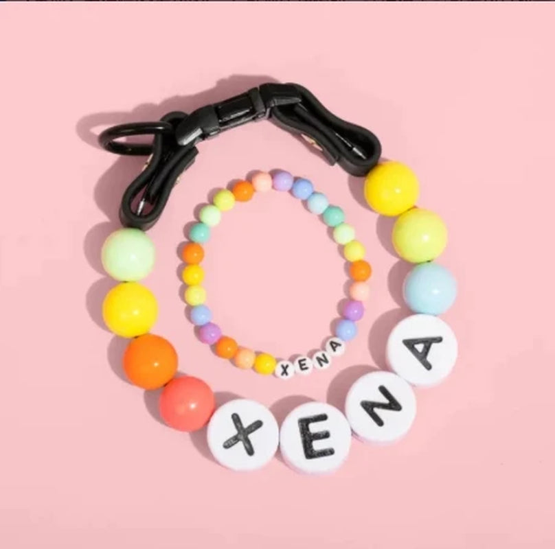 Wholesaler-Exclusive Link Pet Beaded Name Collar with Friendship Bracelet