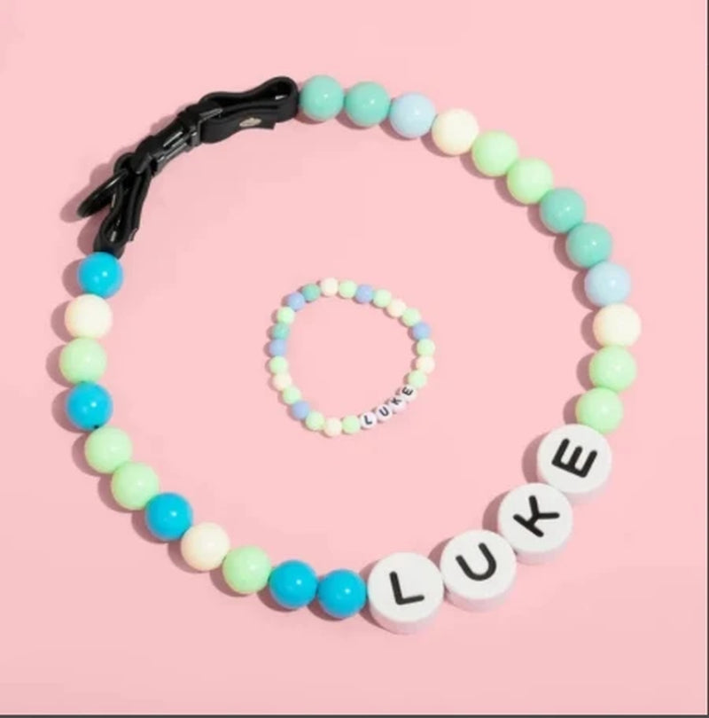 Wholesaler-Exclusive Link Pet Beaded Name Collar with Friendship Bracelet