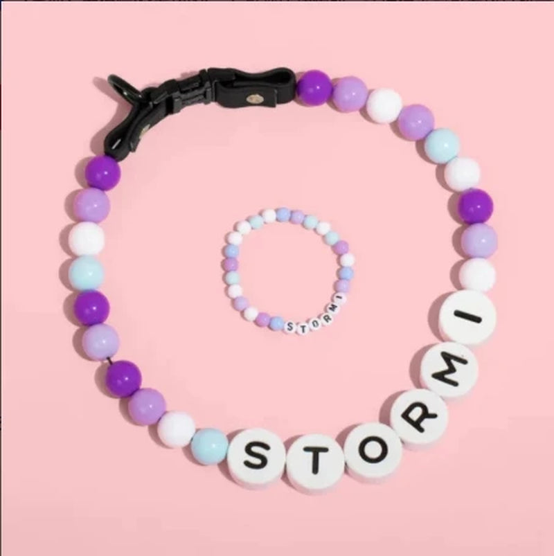 Wholesaler-Exclusive Link Pet Beaded Name Collar with Friendship Bracelet