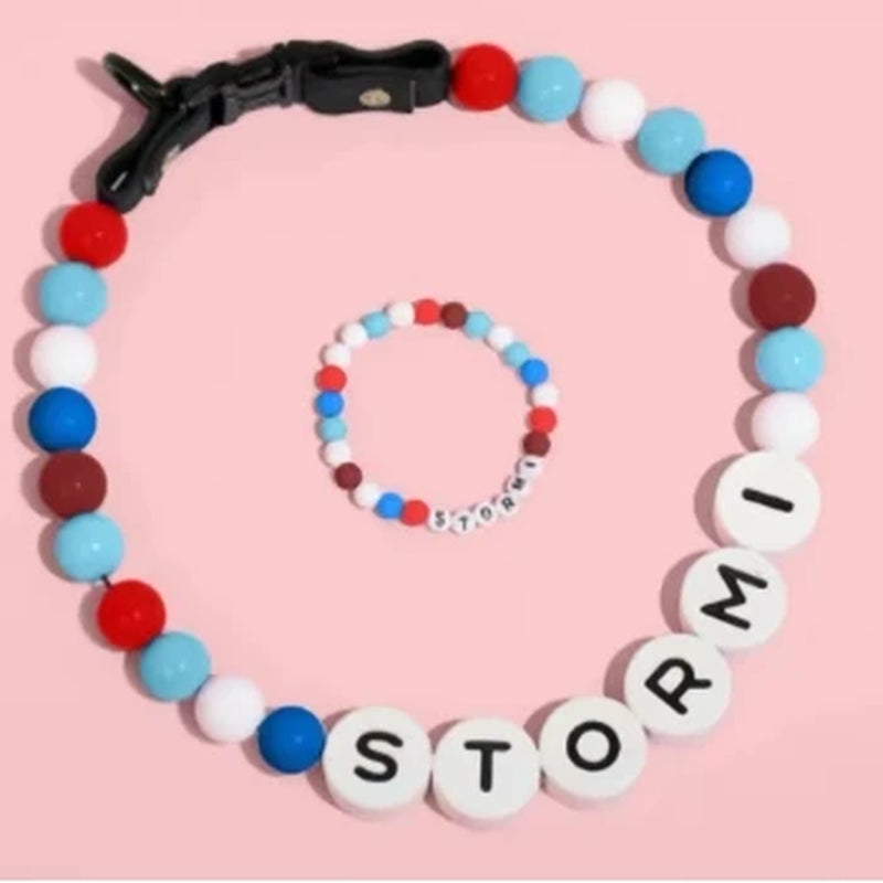 Wholesaler-Exclusive Link Pet Beaded Name Collar with Friendship Bracelet