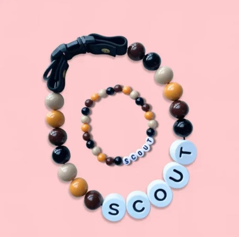 Wholesaler-Exclusive Link Pet Beaded Name Collar with Friendship Bracelet